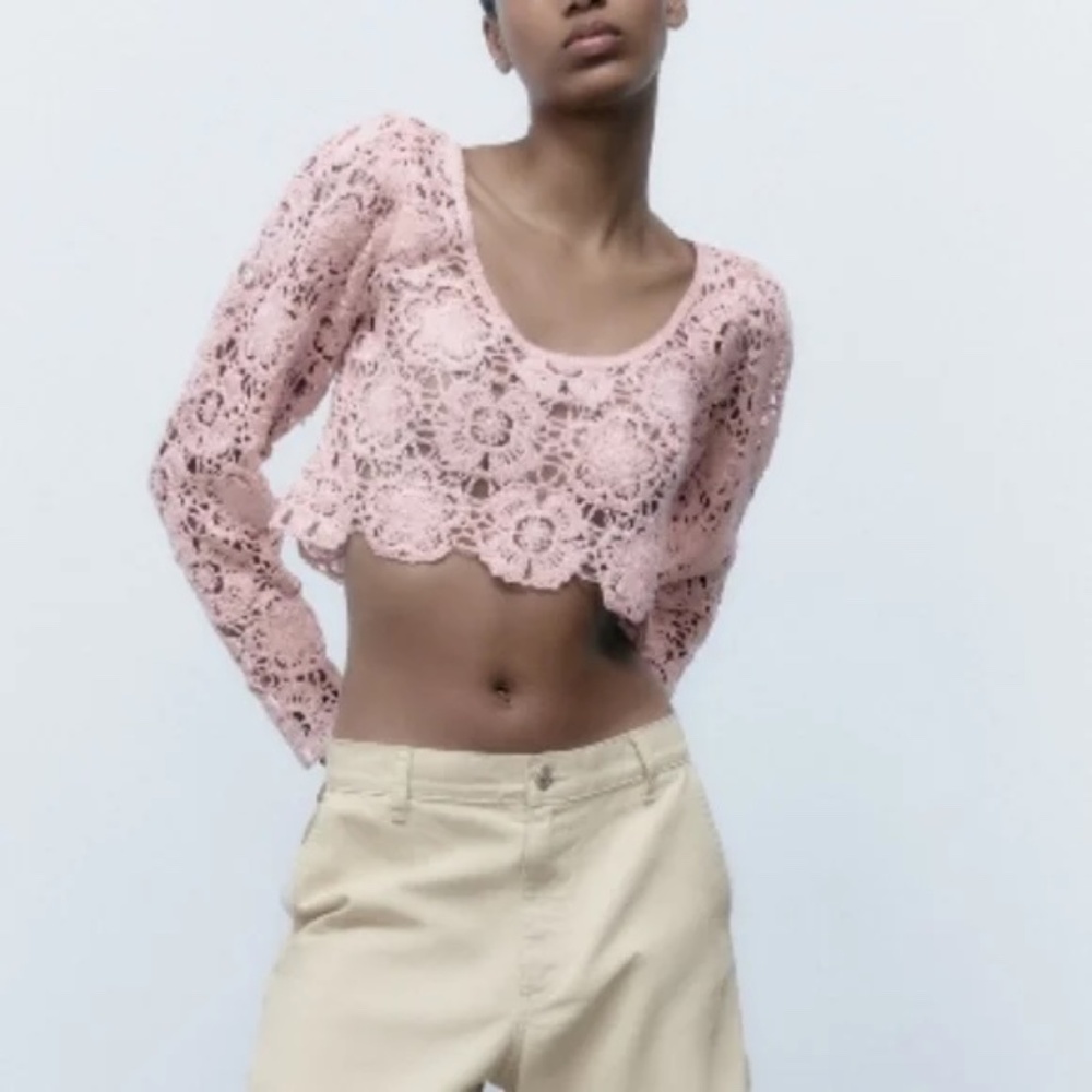 ZARA Crocheted Top Women's Size S NWT